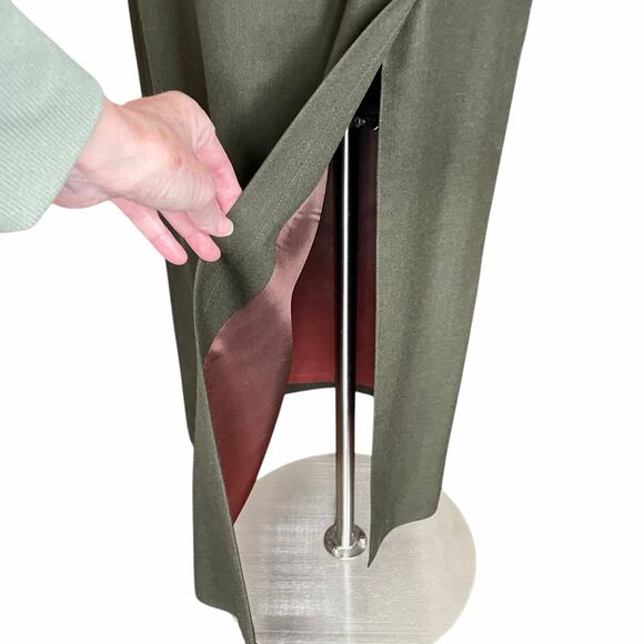 J. McLaughlin for Sanyo Olive Green 100% Wool Midi/Maxi Straight Skirt Size 14 - Picture 2 of 8